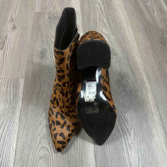 Topshop Leopard Faux Pony Hair Leopard Heeled Boots 8.5 Chic Statement - Picture 3 of 3